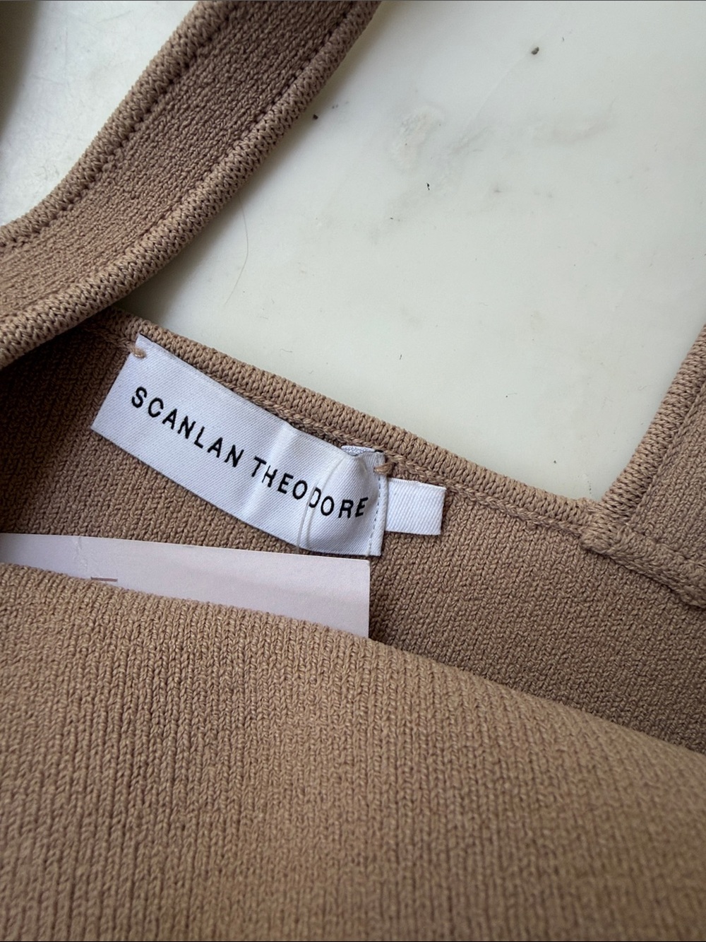 Scanlan Theodore Women’s Square Neck Knit Tank Top - Taupe - Picture 4 of 6